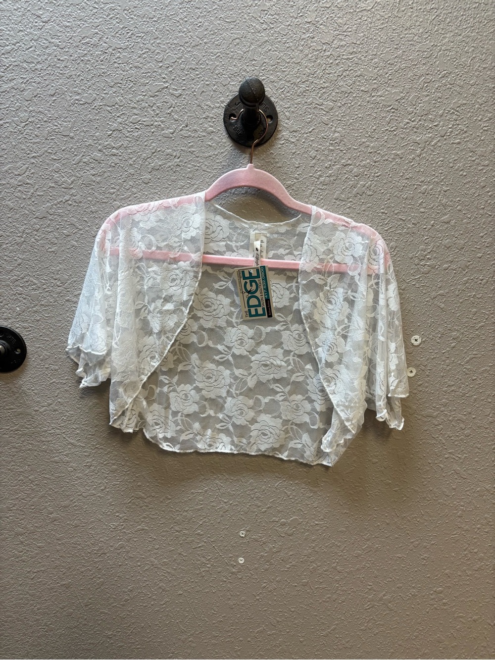EDGE White Floral Lace Cropped Bolero Shrug